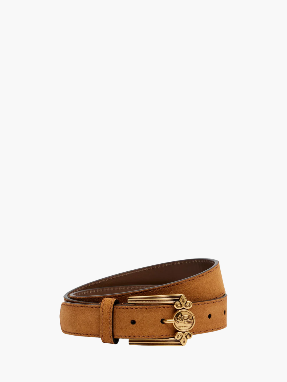 Etro Belt  Logo Pegaso Suede Brown