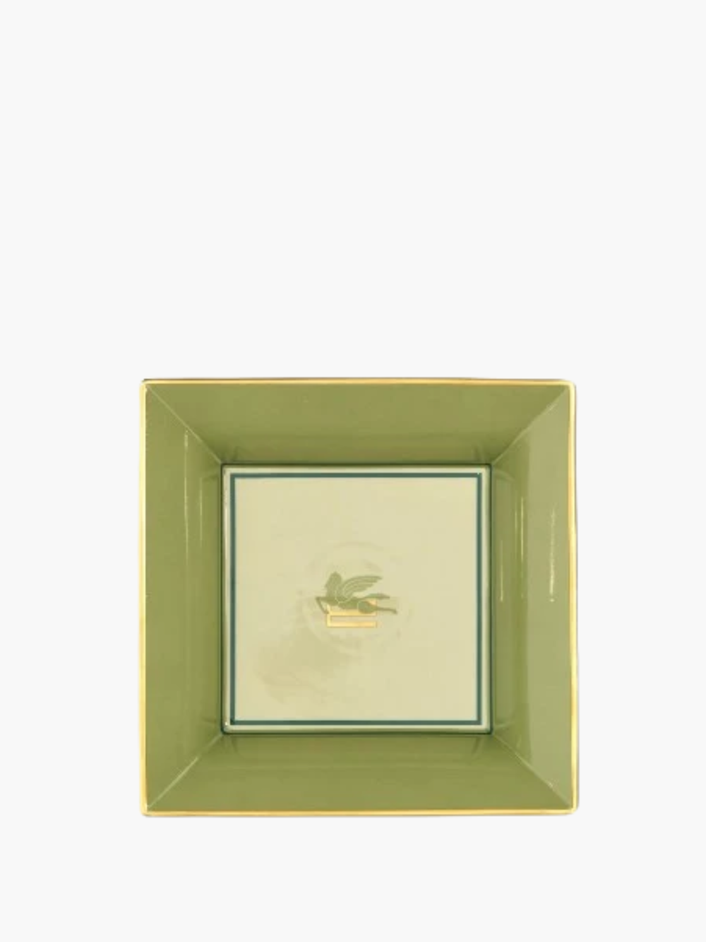 Etro Tray Pegaso Square  24X24 H. 6 Cm Green