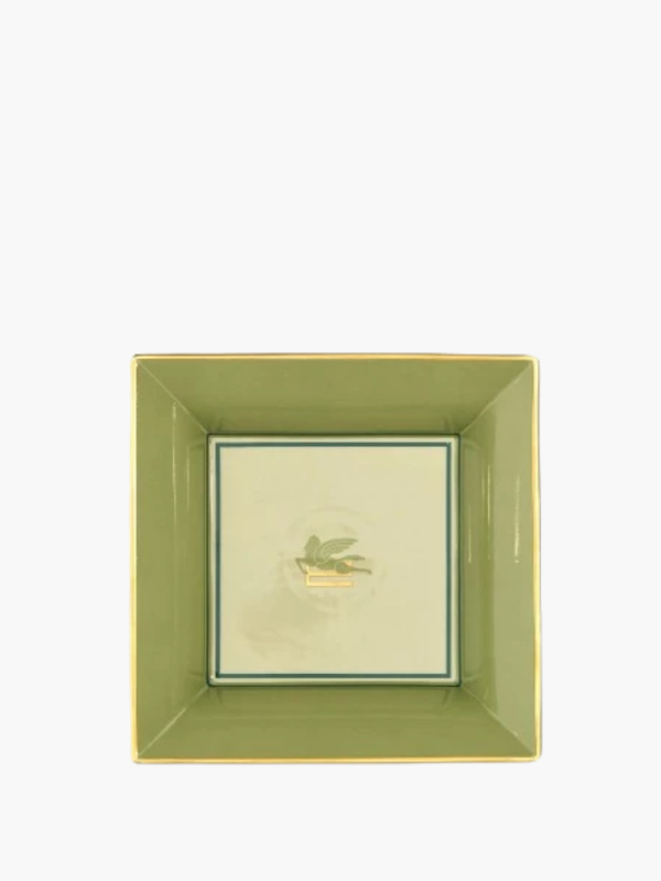 Etro Tray Pegaso Square  24X24 H. 6 Cm Green