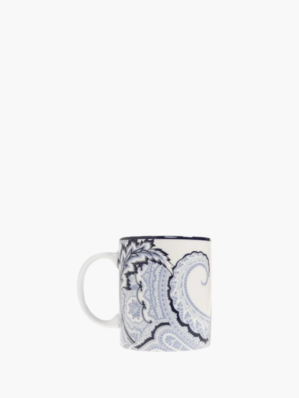 Etro Mug Bloom  Diam. 8 H.9 Cm White-Blue