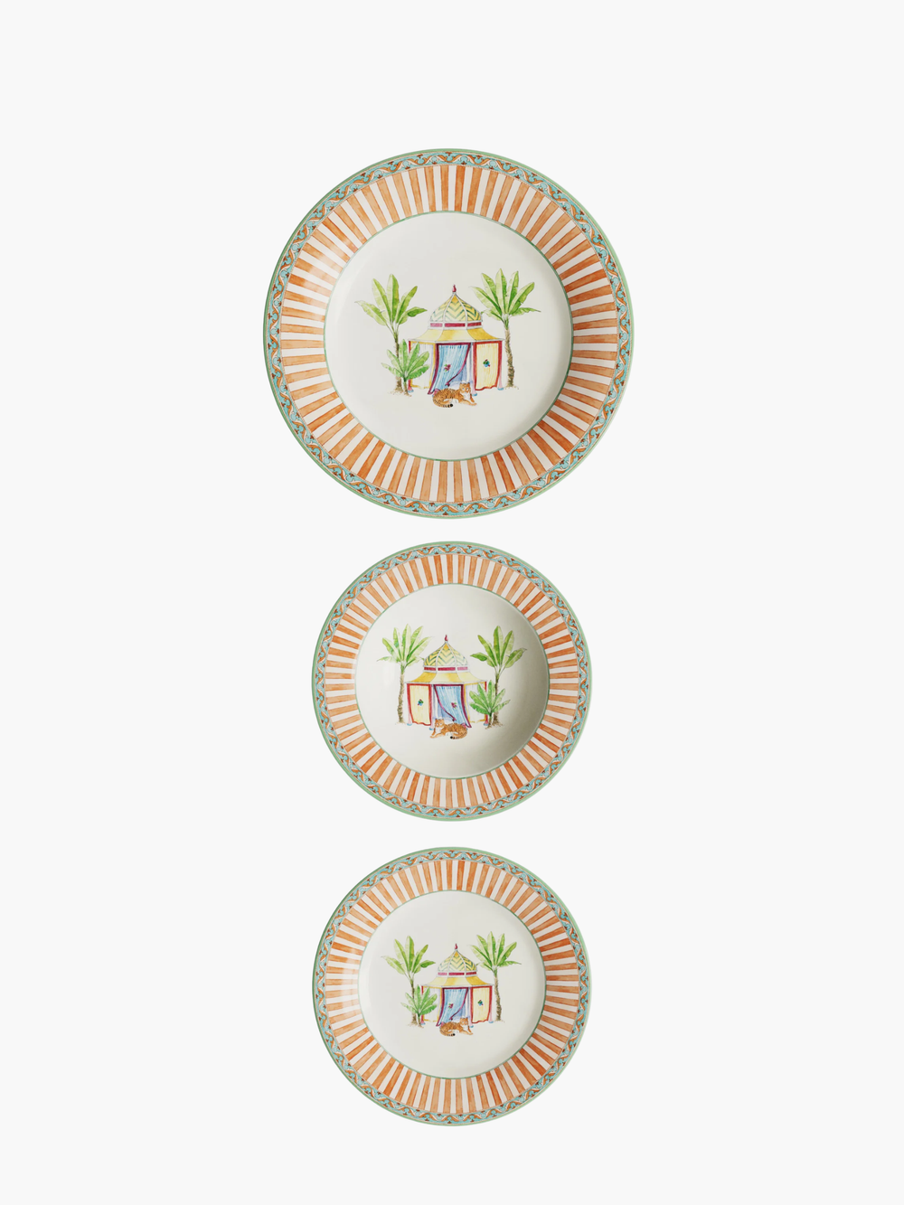 Lisa Corti Table Set Plate 3X Porcelain Sariska Orange Unica