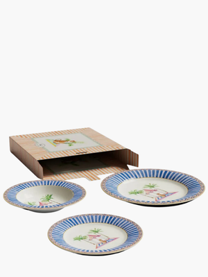 Lisa Corti Table Set Plate 3X Porcelain Sariska Blue Unica