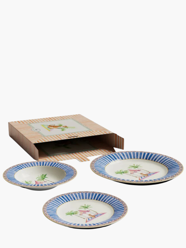 Lisa Corti Table Set Plate 3X Porcelain Sariska Blue Unica