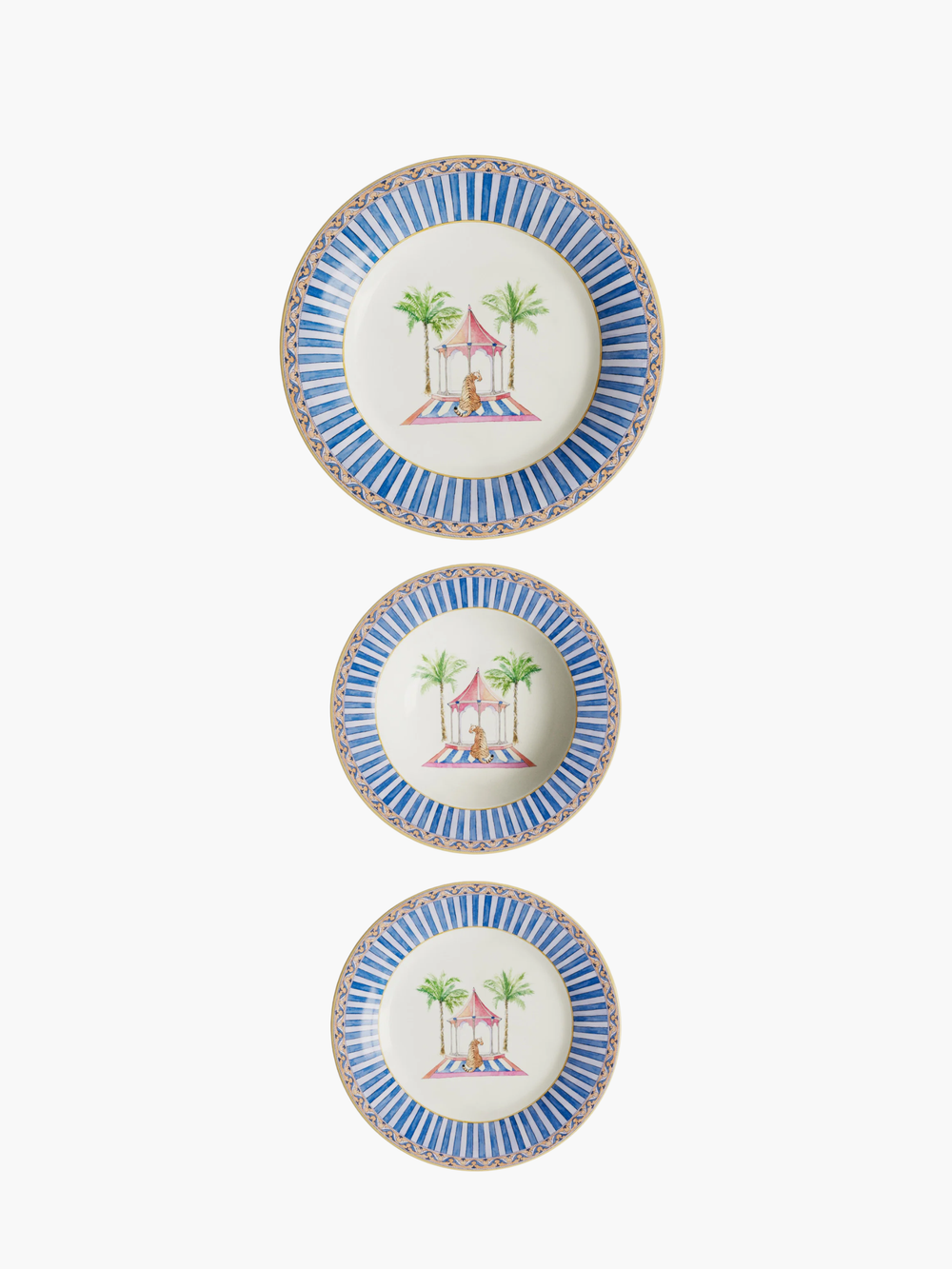 Lisa Corti Table Set Plate 3X Porcelain Sariska Blue Unica