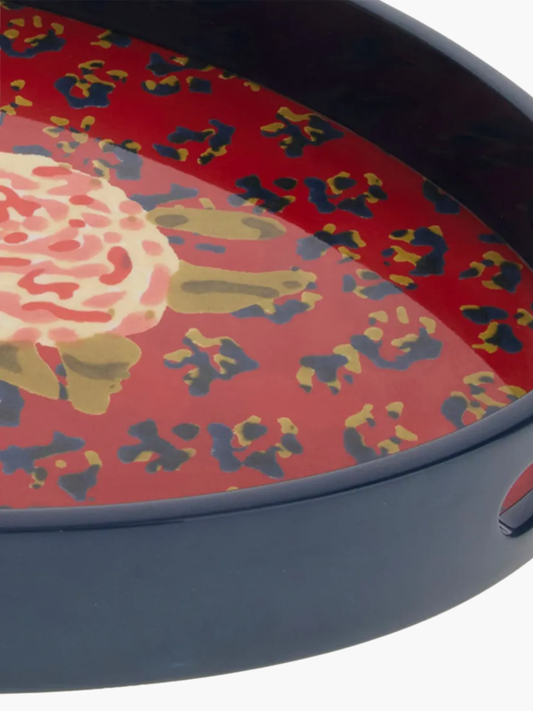 Lisa Corti Tray 39X24 Leopard Flw Red 39X24