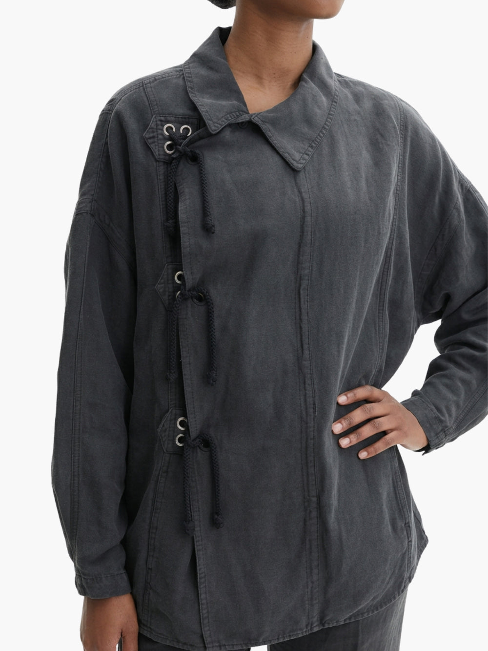 Isabel Marant Jacket Side Tie Up Denim Black
