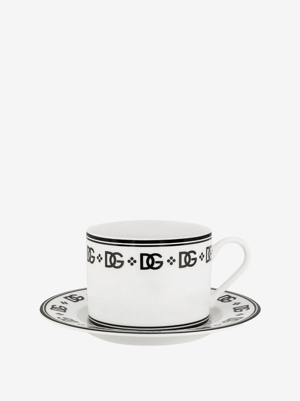 Dolce & Gabbana Teacups With Saucers Set Of 2 White