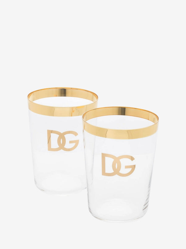 Dolce & Gabbana Water Glass Set Of 2 Clear / Gold