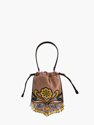 Etro Bag Shoulder Beads & Fringes Pink