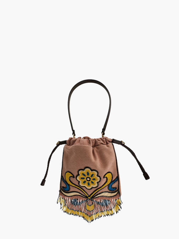 Etro Bag Shoulder Beads & Fringes Pink
