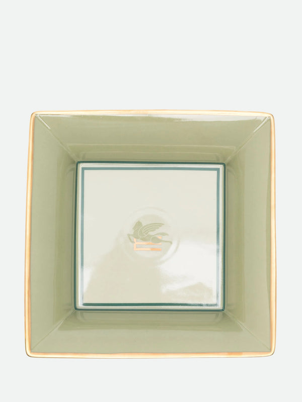 Etro Pegaso Square Tray 16X16 H. 4 Cm Light Olive