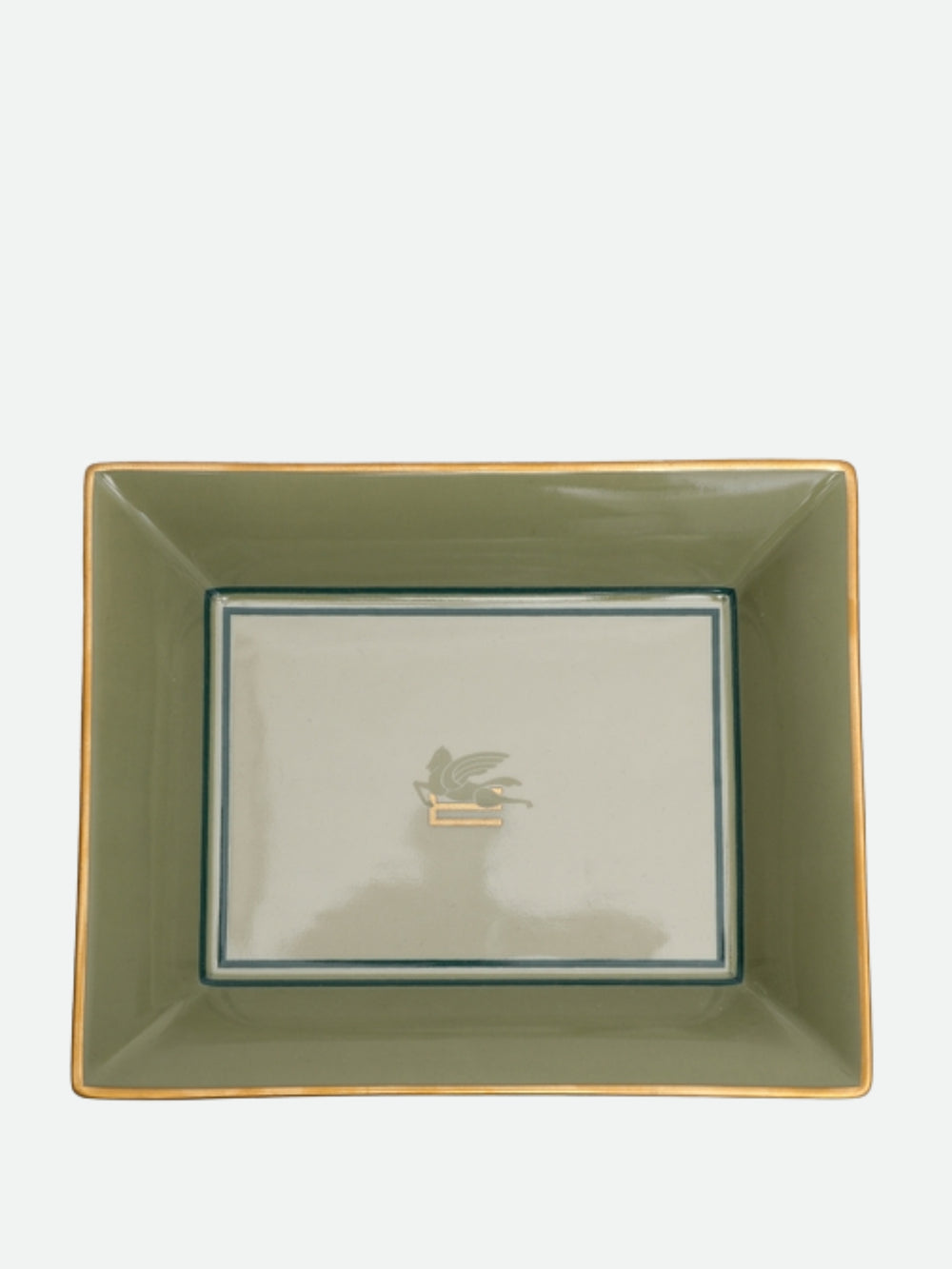 Etro Pegaso Rectangular Tray 20X16 H. 4 Cm Light Olive