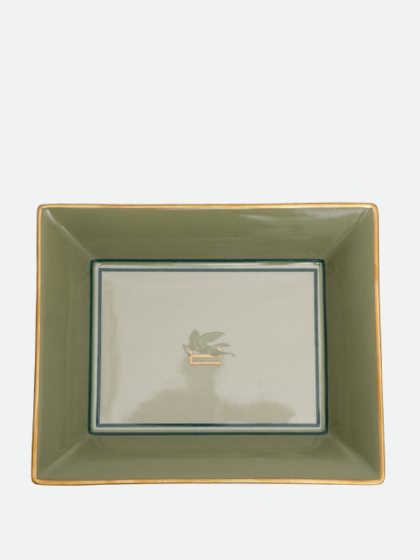 Etro Pegaso Rectangular Tray 20X16 H. 4 Cm Light Olive