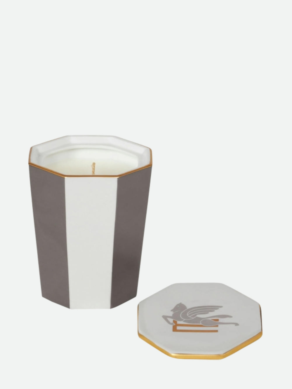 Etro Pegaso Candle Diam. 8 H. 10 Cm White-Gold