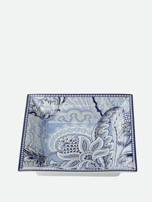 Etro Bloom Square Tray 24X24 H. 6 Cm Blue-White
