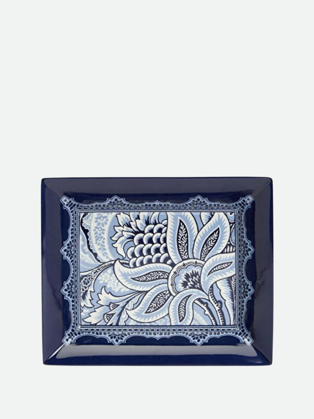Etro Bloom Rectangular Tray 20X16 H. 4 Cm Blue-White