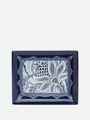 Etro Bloom Rectangular Tray 20X16 H. 4 Cm Blue-White