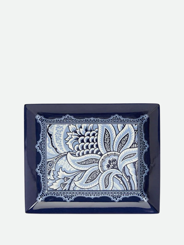 Etro Bloom Rectangular Tray 20X16 H. 4 Cm Blue-White