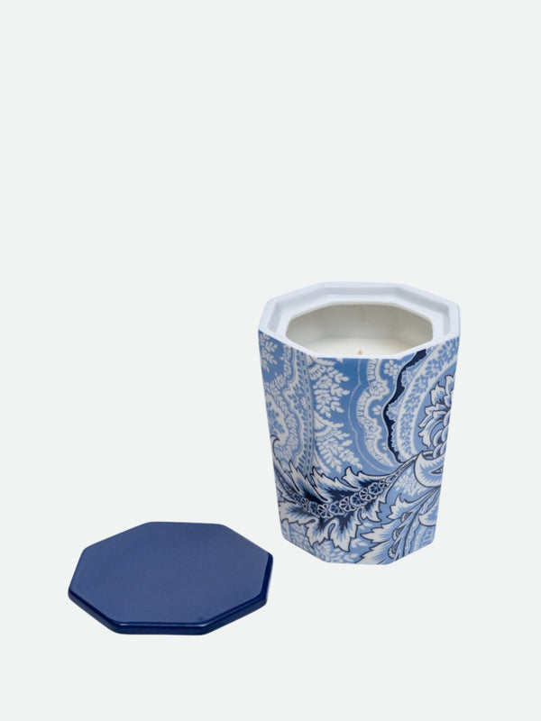 Etro Bloom Candle Diam. 8 H. 10 Cm  Blue-White