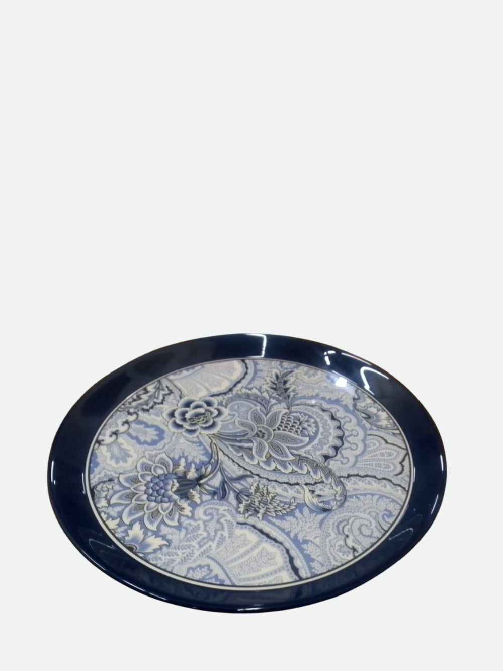 Etro Bloom Tray With Low Tray Holder Diam Blue-White