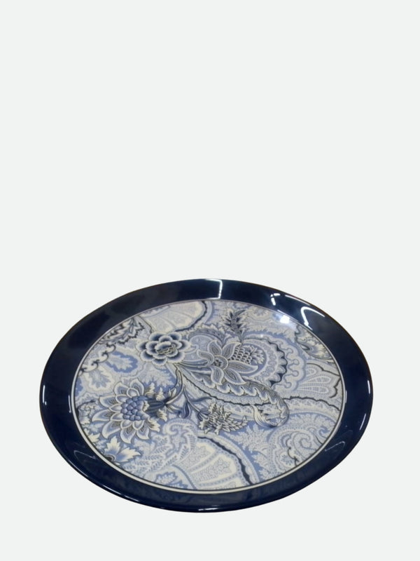 Etro Bloom Tray With Low Tray Holder Diam Blue-White