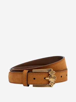 Etro Belt  Logo Pegaso Suede Brown