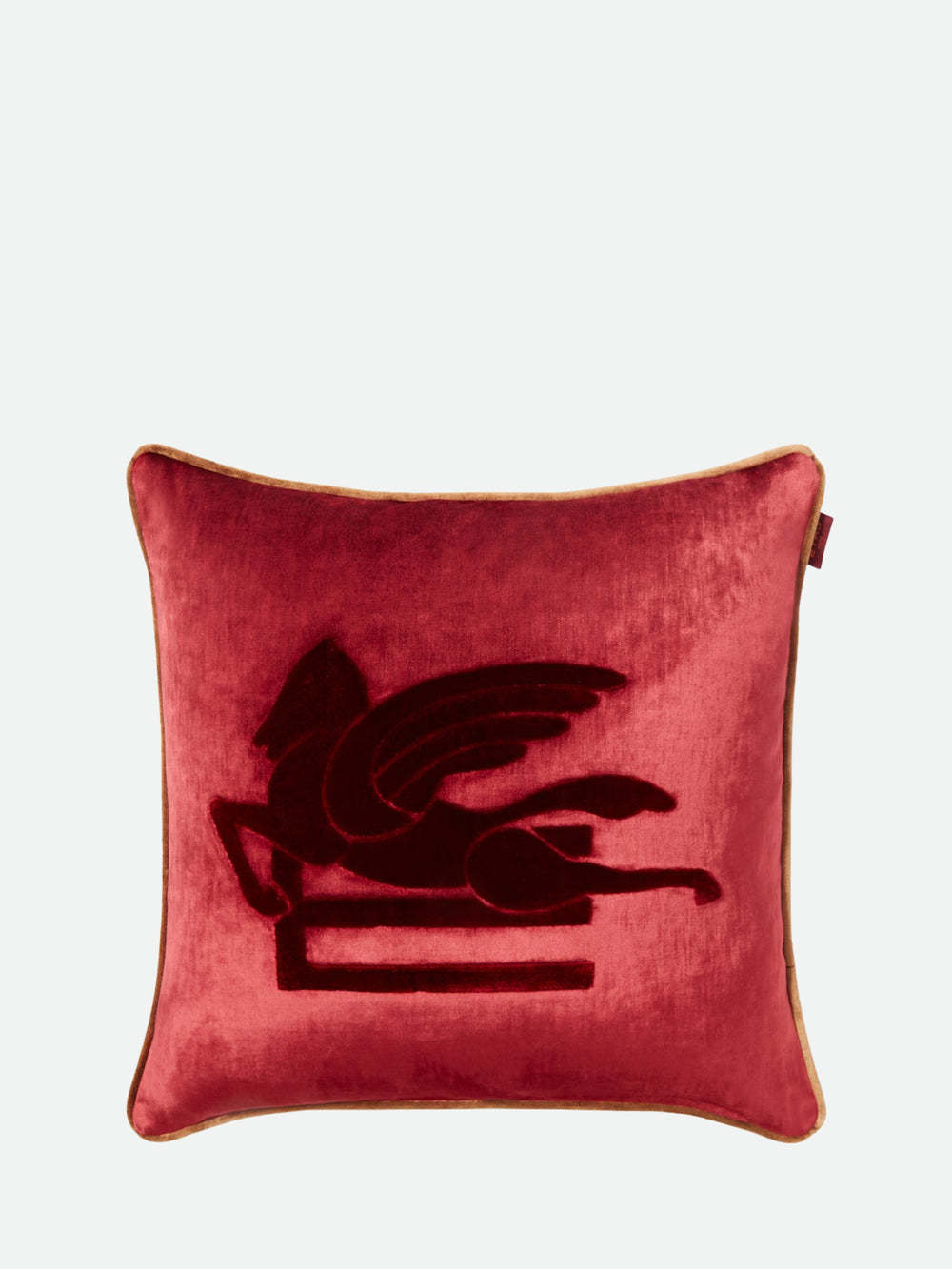Etro New Pegaso Embroidered Cushion W/Piping Red-Black