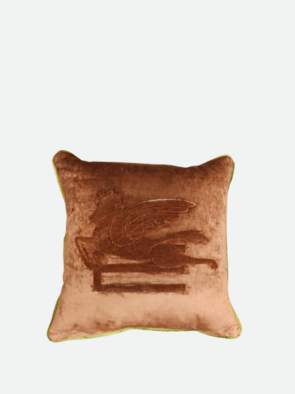 Etro New Pegaso Embroidered Cushion W/Piping  Dusty Pink