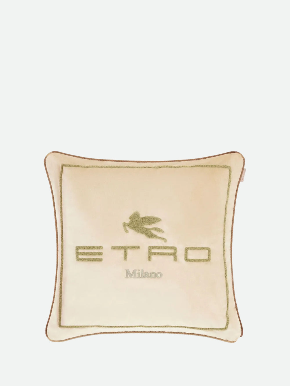 Etro Sponge Embroidered Cushion W/Cord 45X45  Black-Green