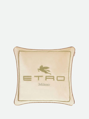 Etro Sponge Embroidered Cushion W/Cord 45X45  Black-Green