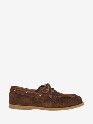 Etro Shoes Boat  Printed Suede Brown