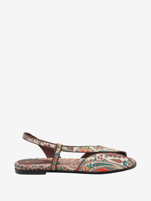 Etro Sandals Flat Paisley Printed Gabardine Pais Multi