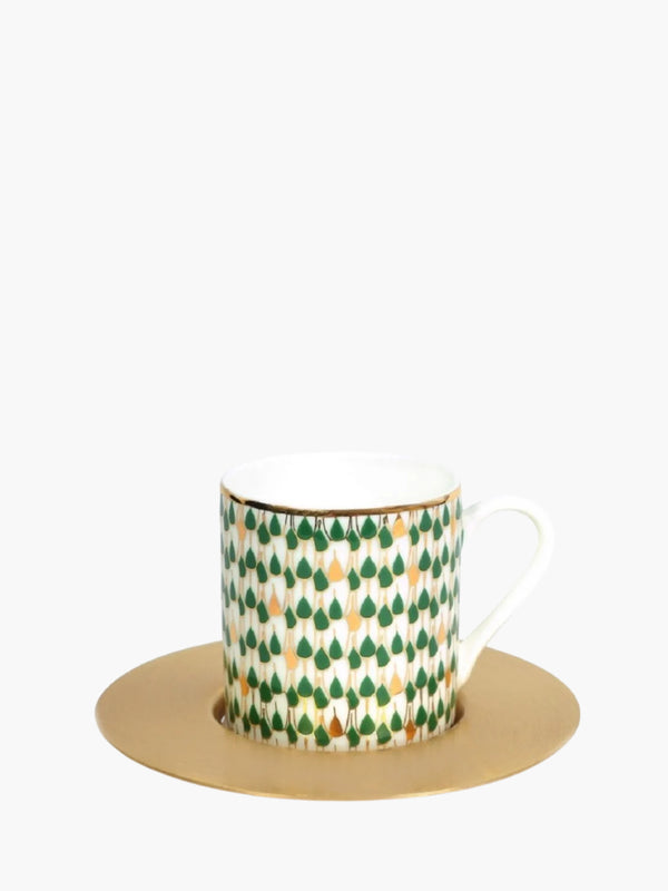 Zarina Esp Cup W Br Saucer Swirl Grn S6