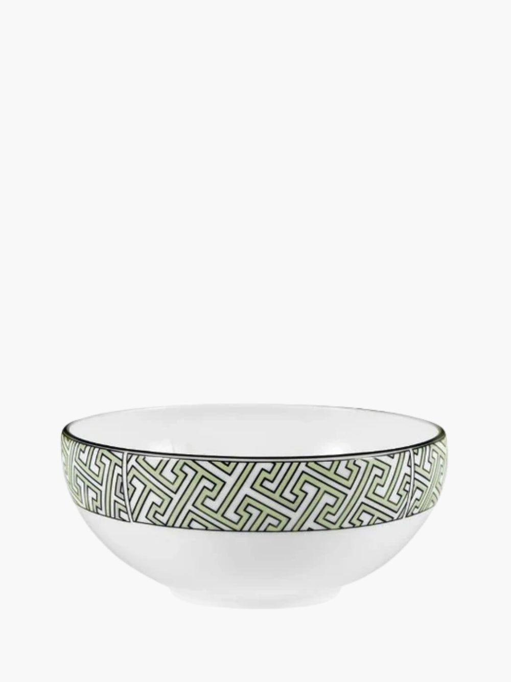 O.W.London Breakfast Bowl Apple Green/White Maze Design