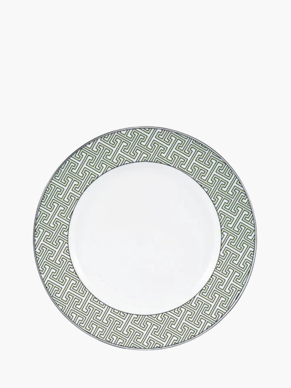 O.W.London Dinner Plate Pk2 Apple Green/White Maze Design  Boxed