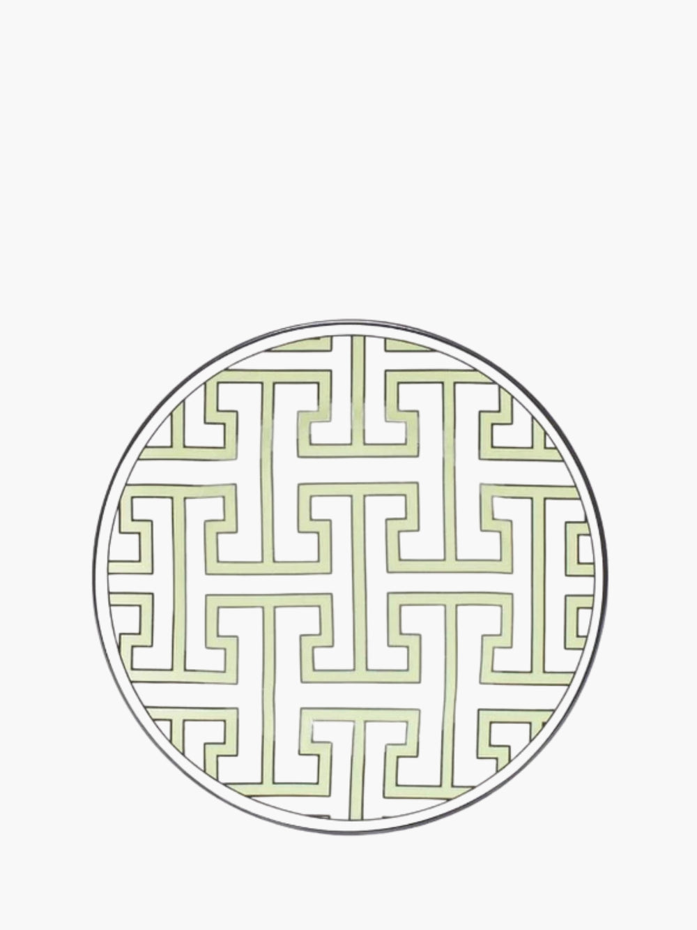O.W.London Tea Plate All Over Design Apple Green/White Maze Design