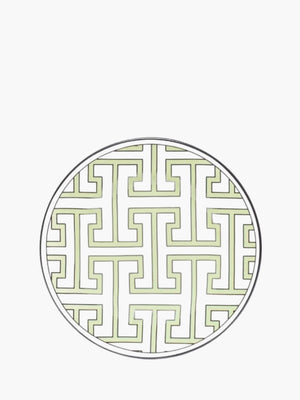 O.W.London Tea Plate All Over Design Apple Green/White Maze Design