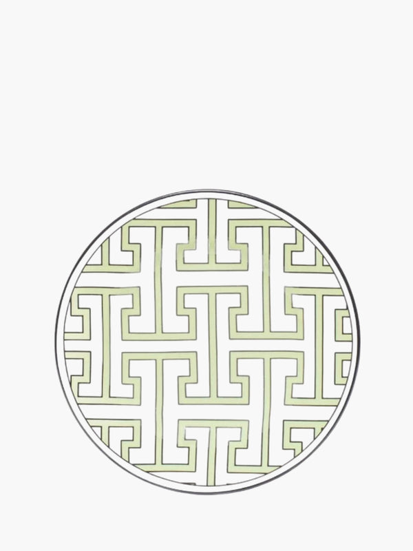 O.W.London Tea Plate All Over Design Apple Green/White Maze Design