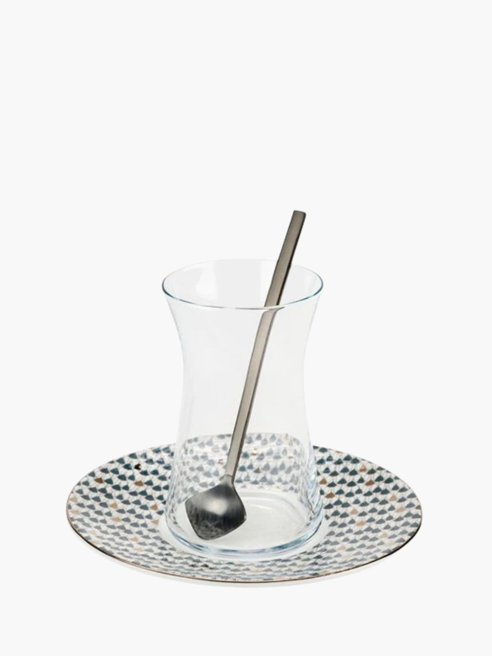 Zarina Istikana Cups W Sau W Spoons Swirl Grey S6