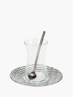 Zarina Istikana Cups W Sau W Spoons Swirl Grey S6