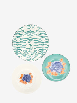 Lisa Corti Table Set Plate 3X Porcelain Indian Tiger Veronese Unica