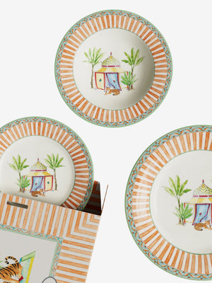 Lisa Corti Table Set Plate 3X Porcelain Sariska Orange Unica