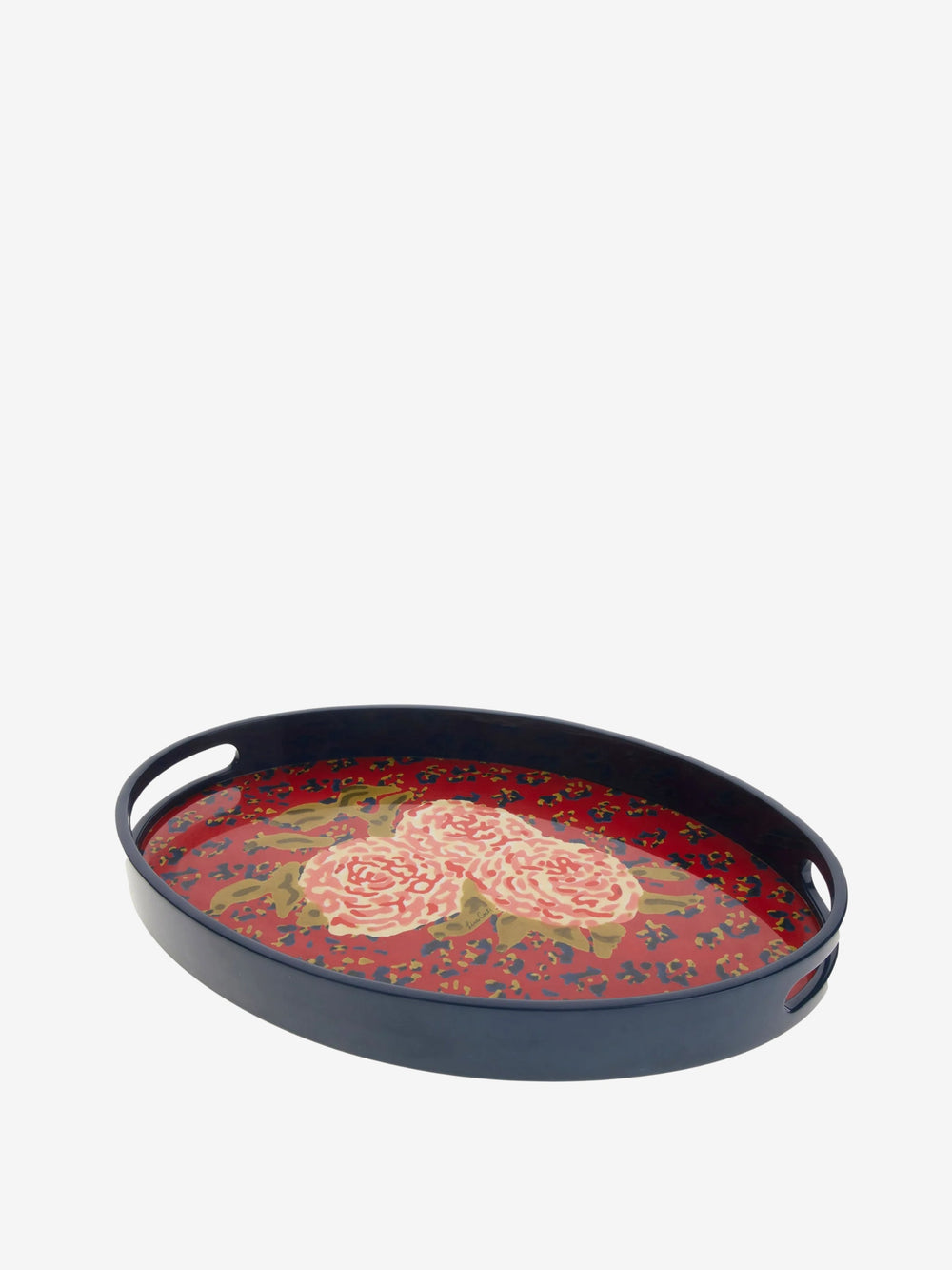 Lisa Corti Tray 39X24 Leopard Flw Red 39X24