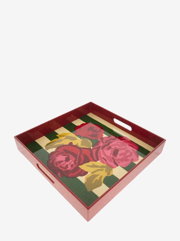 Lisa Corti Tray 40.5X40.5 Nizam Stripes Green-Natural 40.5X40.5