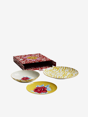 Lisa Corti Table Set Plate 3X Porcelain Indian Tiger Gold Unica