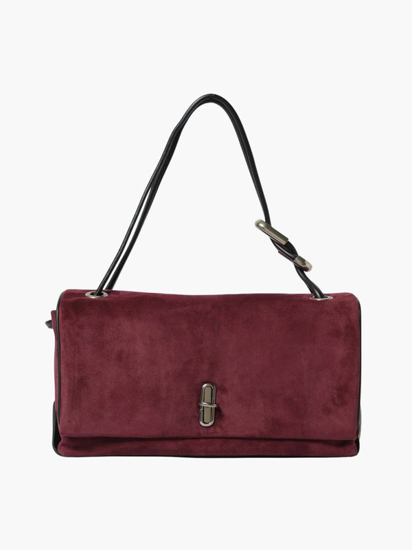 Marc Jacobs Bag Large Dual Shoulder Suede Dual Dark Plum