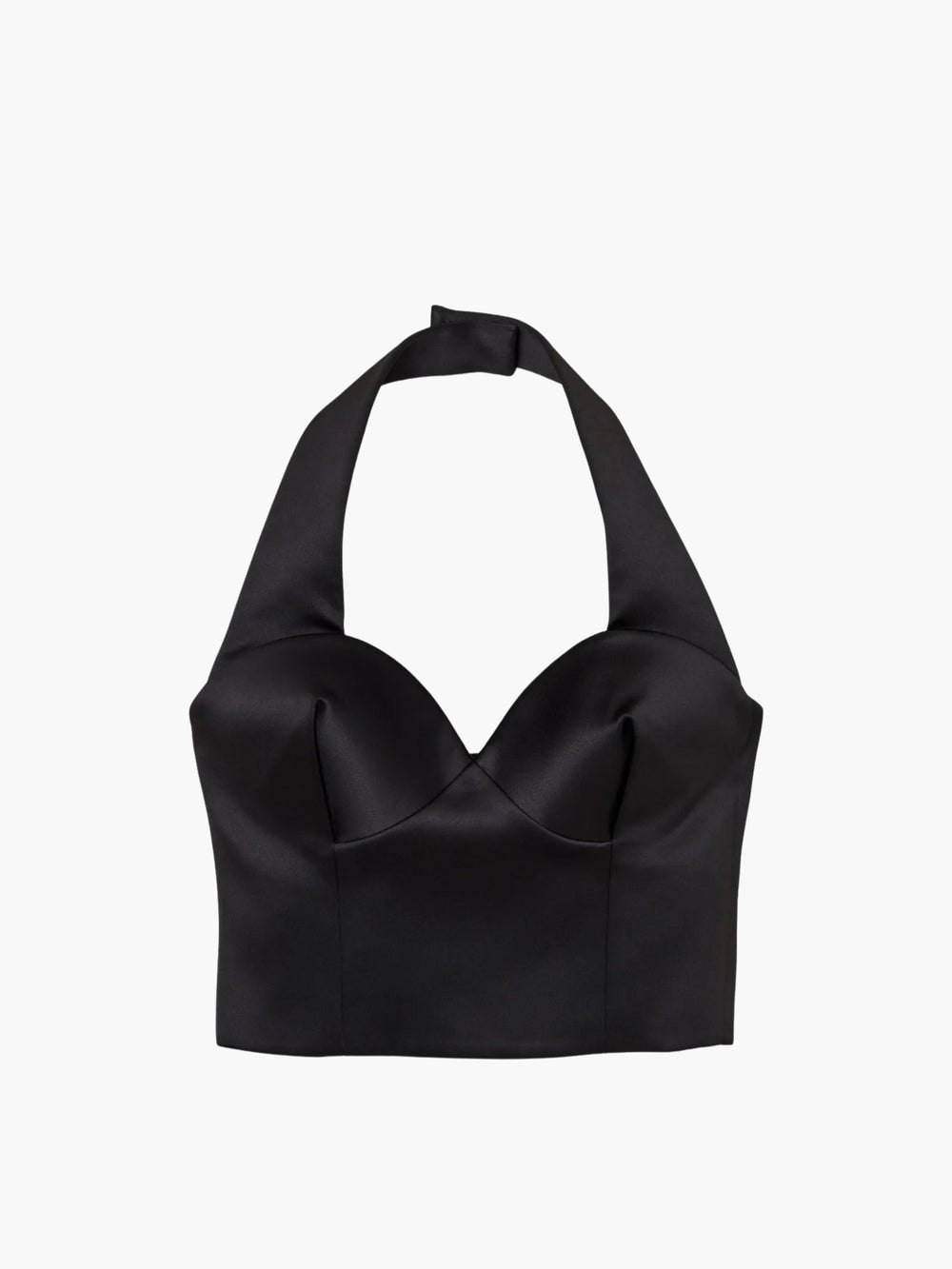 Marc Jacobs Top Sculpted Satin Halter Heavy Duchess Black