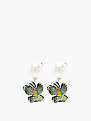 Marc Jacobs Butterfly Pearl Earrings Silver/Multi