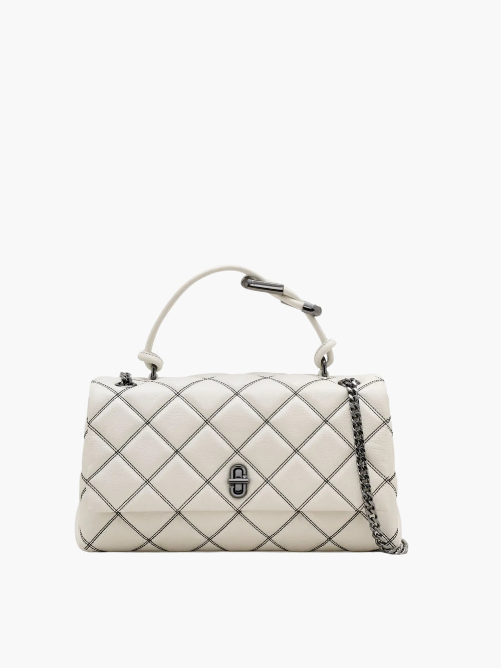 Marc Jacobs Bag Shoulder Bi Color Quilted Leather Dual Chain White/Black