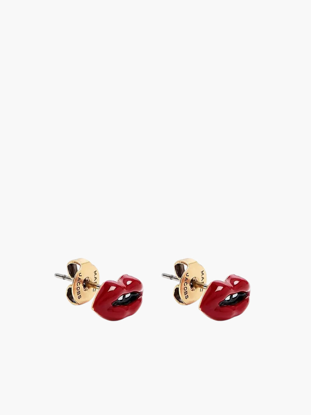 Marc Jacobs Lips Stud Earrings Gold/Red